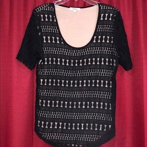 Black lace/crochet top with nude liner